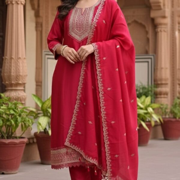 Pink kurta pant and dupatta set